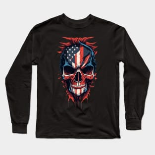 American Flag Skull Long Sleeve T-Shirt